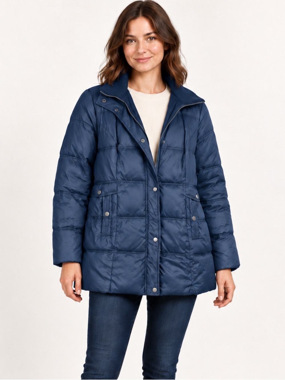 Braetan Navy Blue Quilted Winter Jacket Womens Size Small